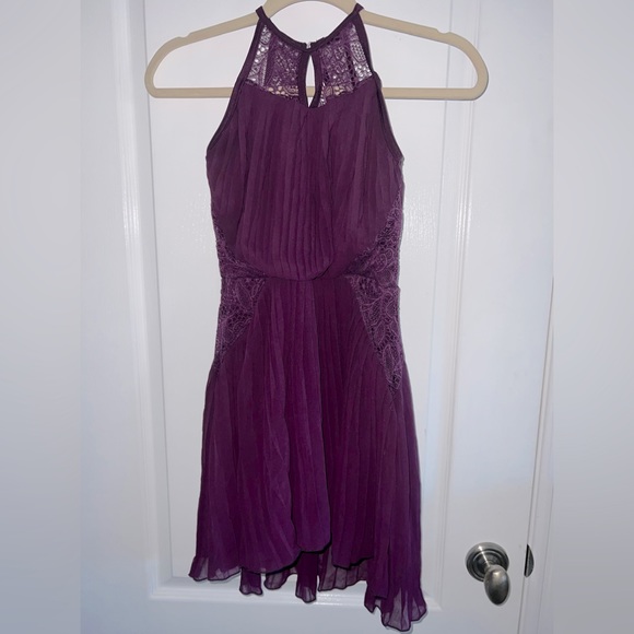 Weissman Pleated Purple Lace Dance Costume Size LC - Picture 2 of 16